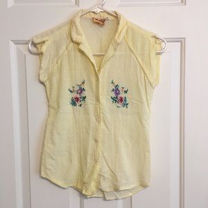 Yellow embroidered top